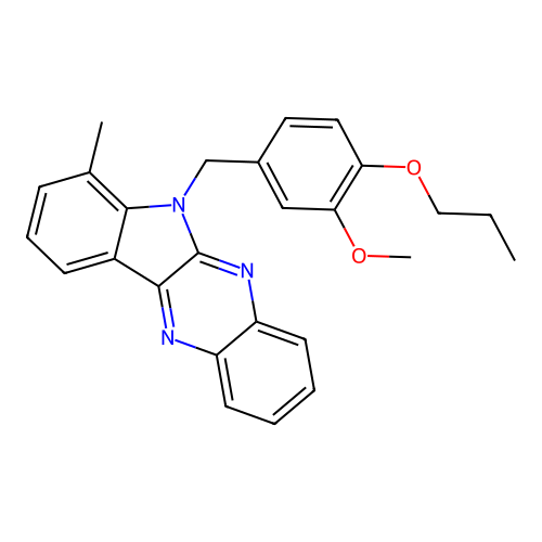 6-(3-methoxy-4-propoxybenzyl)-7-methyl-6H-indolo[2,3-b]quinoxaline structure