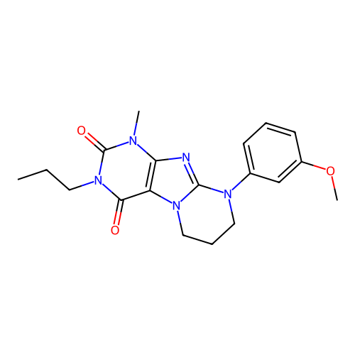 9-(3-methoxyphenyl)-1-methyl-3-propyl-6,7,8,9-tetrahydropyrimido[2,1-f]purine-2,4(1H,3H)-dione structure