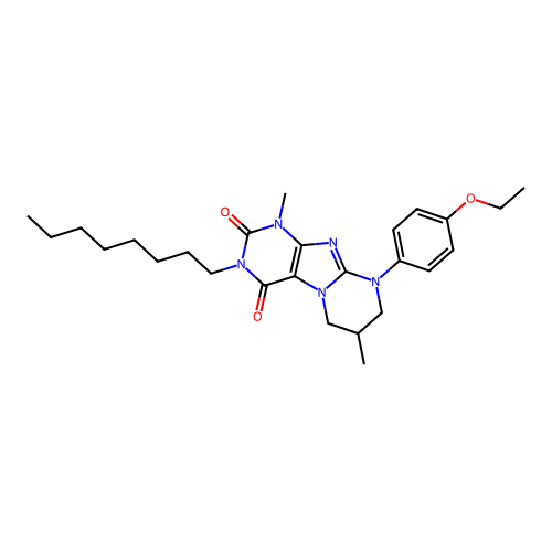 9-(4-ethoxyphenyl)-1,7-dimethyl-3-octyl-7,8-dihydro-6H-purino[7,8-a]pyrimidine-2,4-dione structure