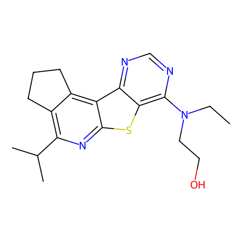 2-(ethyl(4-isopropyl-2,3-dihydro-1H-cyclopenta[4',5']pyrido[3',2':4,5]thieno[3,2-d]pyrimidin-7-yl)amino)ethanol structure