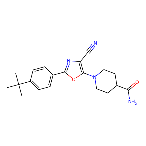 1-[2-(4-Tert-butylphenyl)-4-cyano-1,3-oxazol-5-yl]piperidine-4-carboxamide structure