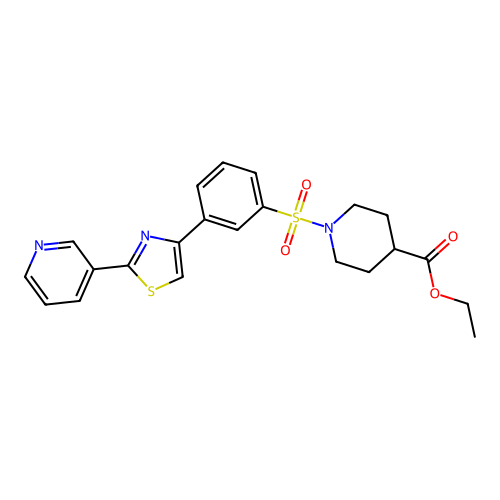ethyl 1-({3-[2-(3-pyridyl)-1,3-thiazol-4-yl]phenyl}sulfonyl)-4-piperidinecarboxylate structure