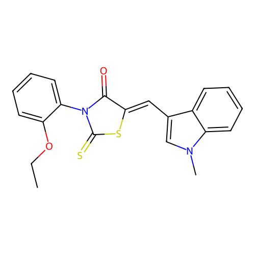 (Z)-3-(2-ethoxyphenyl)-5-((1-methyl-1H-indol-3-yl)methylene)-2-thioxothiazolidin-4-one structure