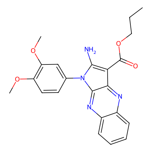 propyl 2-amino-1-(3,4-dimethoxyphenyl)-1H-pyrrolo[2,3-b]quinoxaline-3-carboxylate structure