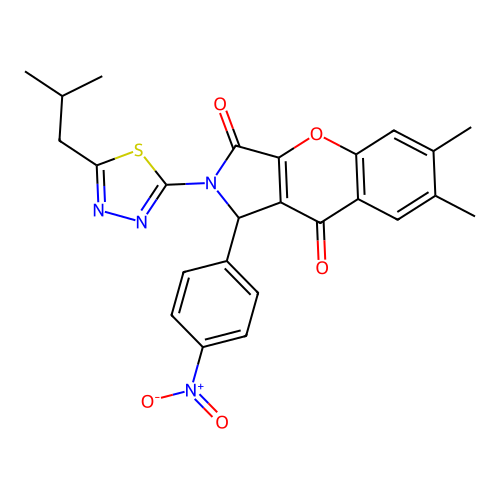 2-(5-isobutyl-1,3,4-thiadiazol-2-yl)-6,7-dimethyl-1-(4-nitrophenyl)-1,2-dihydrochromeno[2,3-c]pyrrole-3,9-dione structure