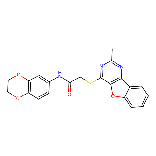 N-(2,3-dihydro-1,4-benzodioxin-6-yl)-2-[(2-methyl-[1]benzofuro[3,2-d]pyrimidin-4-yl)sulfanyl]acetamide structure