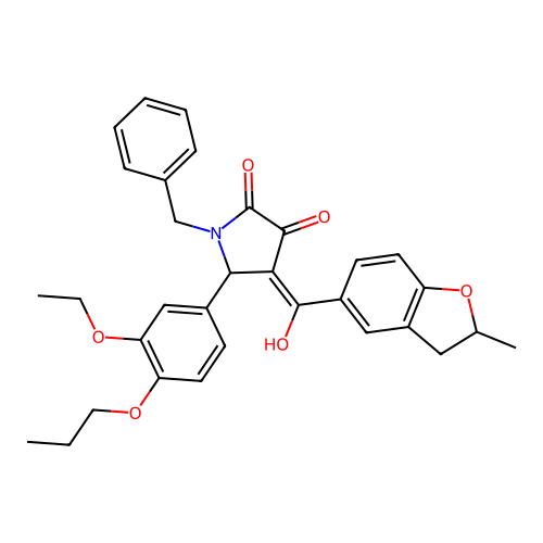 (4E)-1-benzyl-5-(3-ethoxy-4-propoxyphenyl)-4-[hydroxy(2-methyl-2,3-dihydro-1-benzofuran-5-yl)methylidene]pyrrolidine-2,3-dione structure