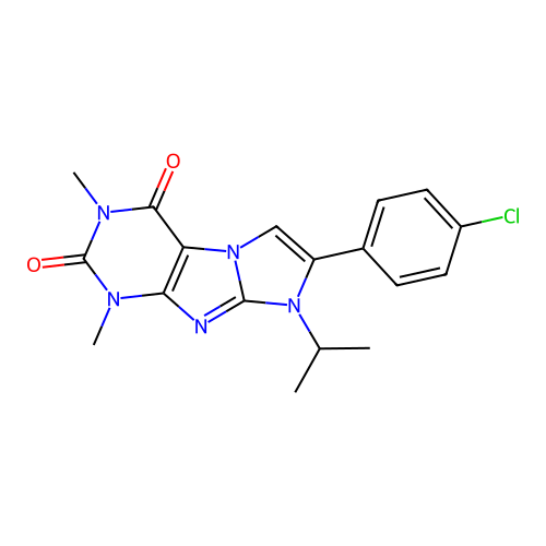 7-(4-chlorophenyl)-2,4-dimethyl-6-propan-2-ylpurino[7,8-a]imidazole-1,3-dione structure