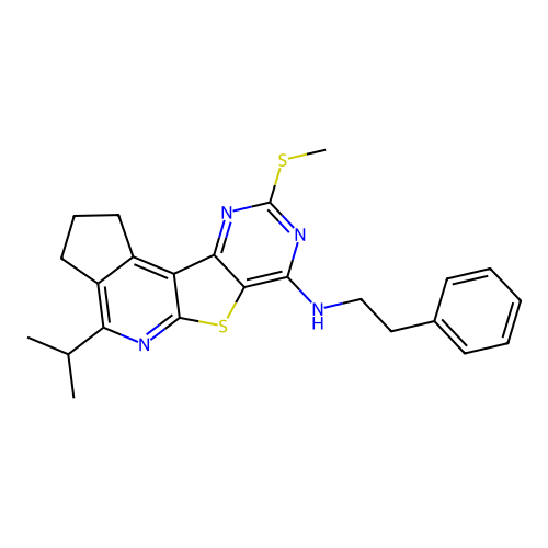 4-isopropyl-9-(methylthio)-N-phenethyl-2,3-dihydro-1H-cyclopenta[4',5']pyrido[3',2':4,5]thieno[3,2-d]pyrimidin-7-amine structure