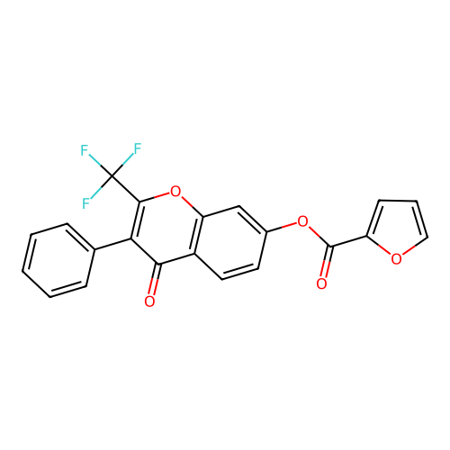 4-oxo-3-phenyl-2-(trifluoromethyl)-4H-chromen-7-yl furan-2-carboxylate structure
