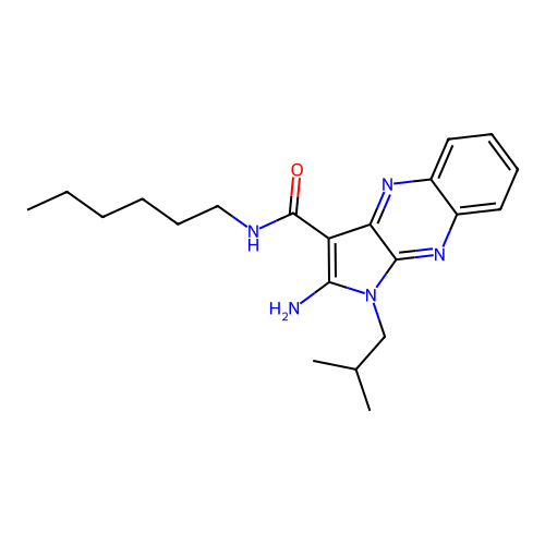 2-amino-N-hexyl-1-(2-methylpropyl)-1H-pyrrolo[2,3-b]quinoxaline-3-carboxamide structure