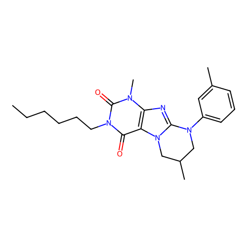 3-hexyl-1,7-dimethyl-9-(3-methylphenyl)-7,8-dihydro-6H-purino[7,8-a]pyrimidine-2,4-dione structure