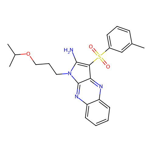 1-(3-isopropoxypropyl)-3-(m-tolylsulfonyl)-1H-pyrrolo[2,3-b]quinoxalin-2-amine structure