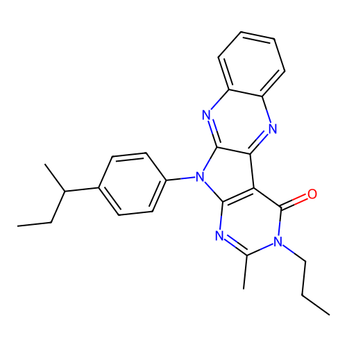 11-(4-(sec-butyl)phenyl)-2-methyl-3-propyl-3H-pyrimido[5',4':4,5]pyrrolo[2,3-b]quinoxalin-4(11H)-one structure