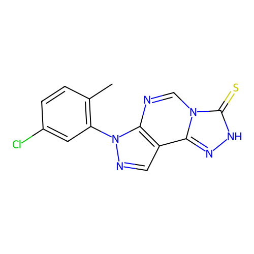 7-(5-chloro-2-methylphenyl)-7H-pyrazolo[4,3-e][1,2,4]triazolo[4,3-c]pyrimidine-3-thiol structure