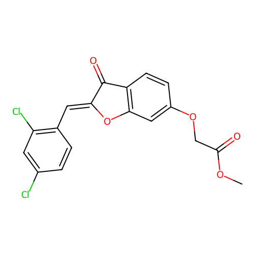 (Z)-methyl 2-((2-(2,4-dichlorobenzylidene)-3-oxo-2,3-dihydrobenzofuran-6-yl)oxy)acetate structure