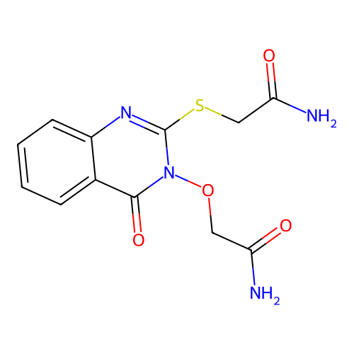 2-(2-Carbamoylmethylsulfanyl-4-oxo-4H-quinazolin-3-yloxy)-acetamide structure