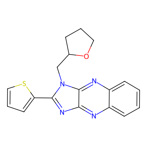 1-(tetrahydrofuran-2-ylmethyl)-2-(thiophen-2-yl)-1H-imidazo[4,5-b]quinoxaline structure