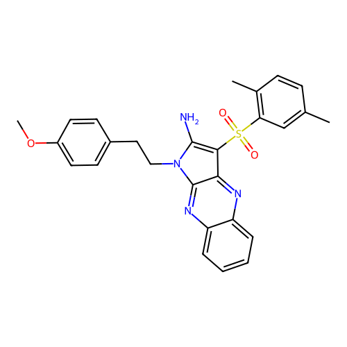 3-((2,5-dimethylphenyl)sulfonyl)-1-(4-methoxyphenethyl)-1H-pyrrolo[2,3-b]quinoxalin-2-amine structure