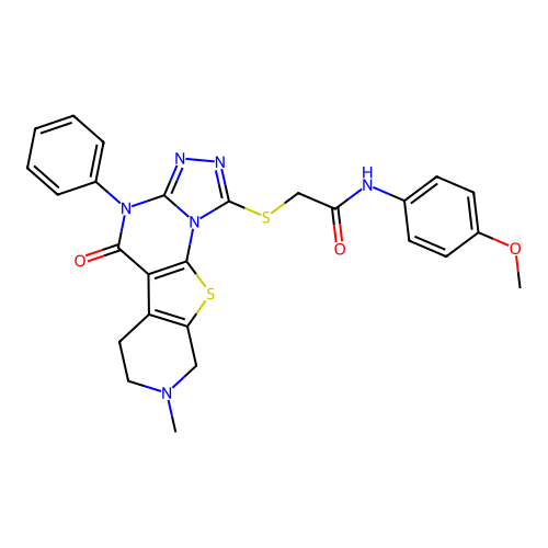 N-(4-methoxyphenyl)-2-((8-methyl-5-oxo-4-phenyl-4,5,6,7,8,9-hexahydropyrido[4',3':4,5]thieno[3,2-e][1,2,4]triazolo[4,3-a]pyrimidin-1-yl)thio)acetamide structure