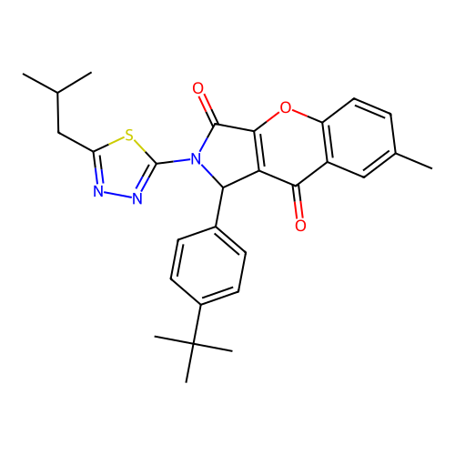 1-(4-(tert-butyl)phenyl)-2-(5-isobutyl-1,3,4-thiadiazol-2-yl)-7-methyl-1,2-dihydrochromeno[2,3-c]pyrrole-3,9-dione structure