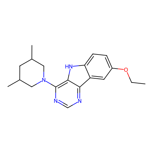 4-(3,5-dimethylpiperidin-1-yl)-8-ethoxy-5H-pyrimido[5,4-b]indole structure