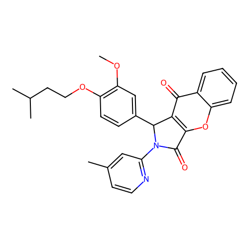 1-(4-(isopentyloxy)-3-methoxyphenyl)-2-(4-methylpyridin-2-yl)-1,2-dihydrochromeno[2,3-c]pyrrole-3,9-dione structure