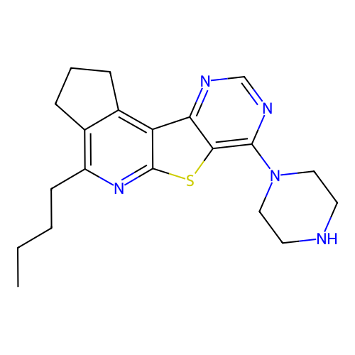 4-butyl-7-(piperazin-1-yl)-2,3-dihydro-1H-cyclopenta[4',5']pyrido[3',2':4,5]thieno[3,2-d]pyrimidine structure