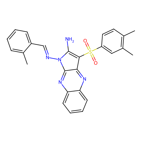 (E)-3-((3,4-dimethylphenyl)sulfonyl)-N1-(2-methylbenzylidene)-1H-pyrrolo[2,3-b]quinoxaline-1,2-diamine structure