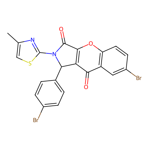 7-bromo-1-(4-bromophenyl)-2-(4-methyl-1,3-thiazol-2-yl)-1,2-dihydrochromeno[2,3-c]pyrrole-3,9-dione structure