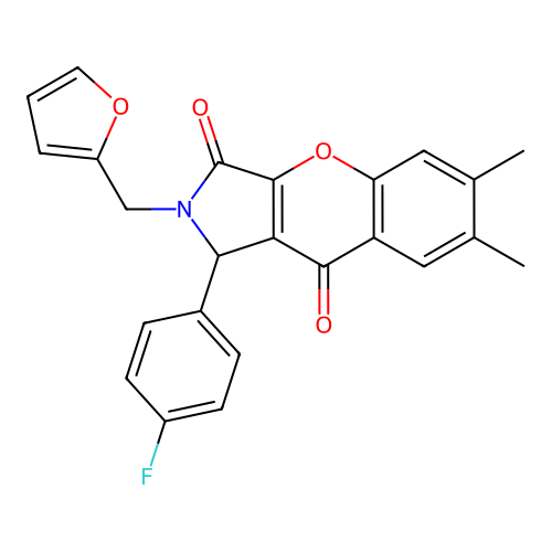 1-(4-fluorophenyl)-2-(furan-2-ylmethyl)-6,7-dimethyl-1,2-dihydrochromeno[2,3-c]pyrrole-3,9-dione structure