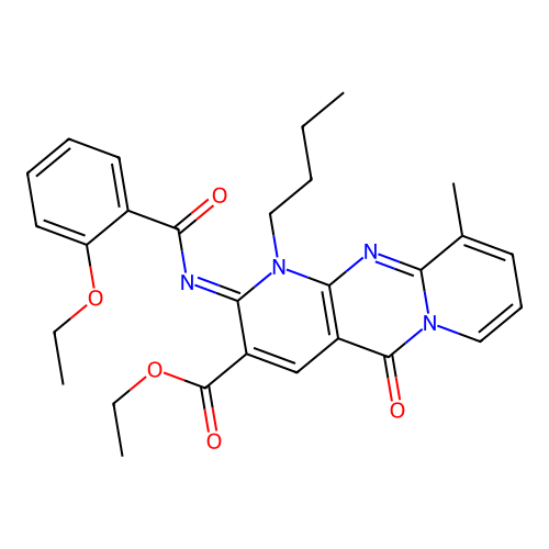 (Z)-ethyl 1-butyl-2-((2-ethoxybenzoyl)imino)-10-methyl-5-oxo-2,5-dihydro-1H-dipyrido[1,2-a:2',3'-d]pyrimidine-3-carboxylate structure