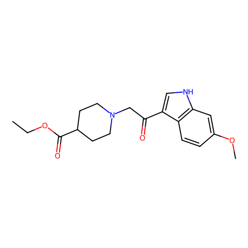 ethyl 1-[2-(6-methoxy-1H-indol-3-yl)-2-oxoethyl]piperidine-4-carboxylate structure