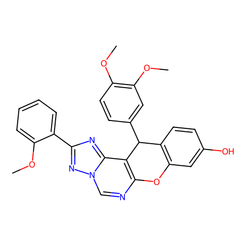 12-(3,4-dimethoxyphenyl)-2-(2-methoxyphenyl)-12H-chromeno[3,2-e][1,2,4]triazolo[1,5-c]pyrimidin-9-ol structure