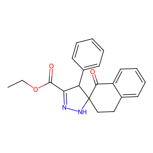ethyl 1-oxo-4'-phenyl-2',3,4,4'-tetrahydro-1H-spiro[naphthalene-2,3'-pyrazole]-5'-carboxylate structure