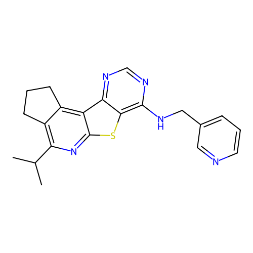4-(propan-2-yl)-N-(pyridin-3-ylmethyl)-2,3-dihydro-1H-cyclopenta[4',5']pyrido[3',2':4,5]thieno[3,2-d]pyrimidin-7-amine structure