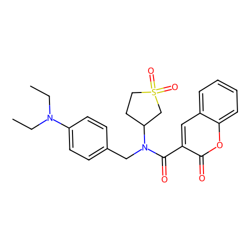 N-[4-(diethylamino)benzyl]-N-(1,1-dioxidotetrahydrothiophen-3-yl)-2-oxo-2H-chromene-3-carboxamide structure