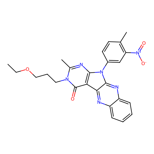 3-(3-ethoxypropyl)-2-methyl-11-(4-methyl-3-nitrophenyl)-3,11-dihydro-4H-pyrimido[5',4':4,5]pyrrolo[2,3-b]quinoxalin-4-one structure