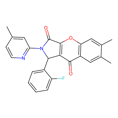 1-(2-fluorophenyl)-6,7-dimethyl-2-(4-methylpyridin-2-yl)-1,2-dihydrochromeno[2,3-c]pyrrole-3,9-dione structure