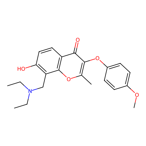 8-[(diethylamino)methyl]-7-hydroxy-3-(4-methoxyphenoxy)-2-methyl-4H-chromen-4-one structure