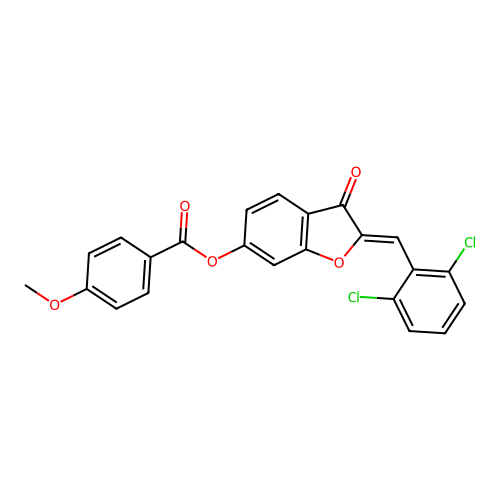 (2Z)-2-(2,6-dichlorobenzylidene)-3-oxo-2,3-dihydro-1-benzofuran-6-yl 4-methoxybenzoate structure