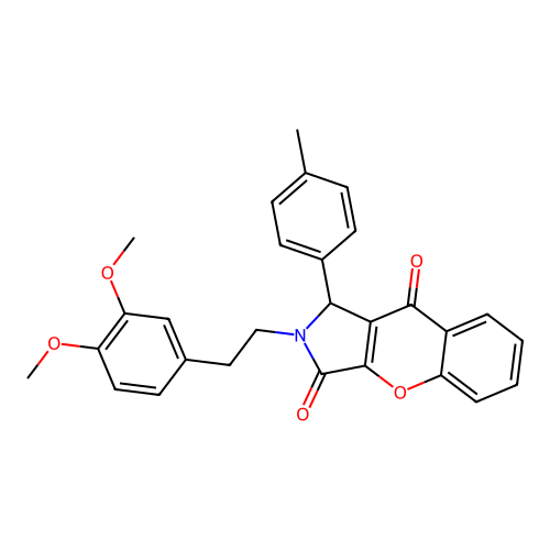 2-[2-(3,4-dimethoxyphenyl)ethyl]-1-(4-methylphenyl)-1,2-dihydrochromeno[2,3-c]pyrrole-3,9-dione structure