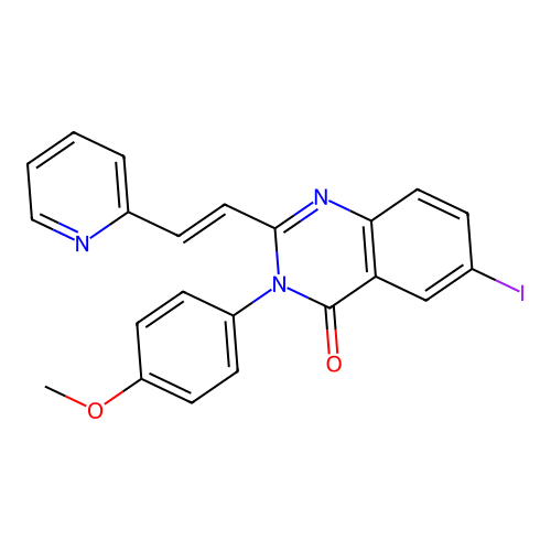 6-iodo-3-(4-methoxyphenyl)-2-[(E)-2-(pyridin-2-yl)ethenyl]quinazolin-4(3H)-one structure