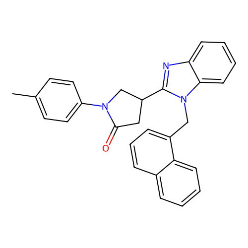1-(4-methylphenyl)-4-[1-(naphthalen-1-ylmethyl)-1H-benzimidazol-2-yl]pyrrolidin-2-one structure