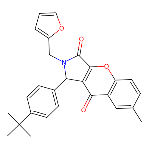 1-(4-tert-butylphenyl)-2-(furan-2-ylmethyl)-7-methyl-1,2-dihydrochromeno[2,3-c]pyrrole-3,9-dione structure