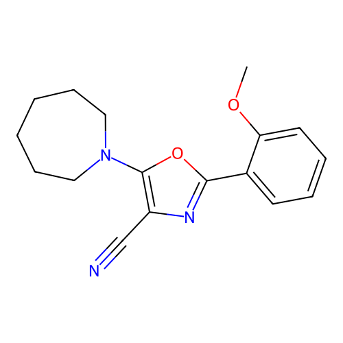 5-(Azepan-1-yl)-2-(2-methoxyphenyl)-1,3-oxazole-4-carbonitrile structure