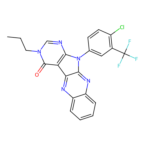 11-(4-chloro-3-(trifluoromethyl)phenyl)-3-propyl-3H-pyrimido[5',4':4,5]pyrrolo[2,3-b]quinoxalin-4(11H)-one structure