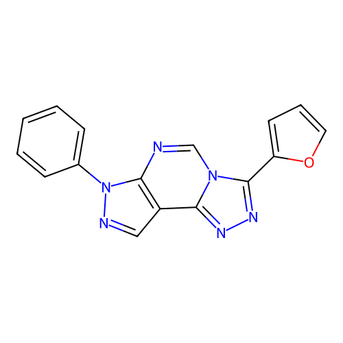 3-(furan-2-yl)-7-phenyl-7H-pyrazolo[4,3-e][1,2,4]triazolo[4,3-c]pyrimidine structure