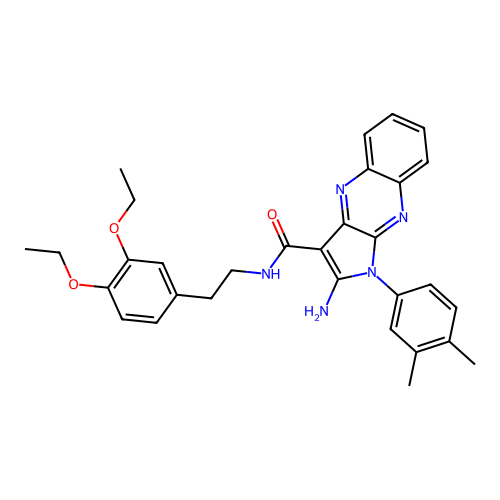 2-amino-N-(3,4-diethoxyphenethyl)-1-(3,4-dimethylphenyl)-1H-pyrrolo[2,3-b]quinoxaline-3-carboxamide structure