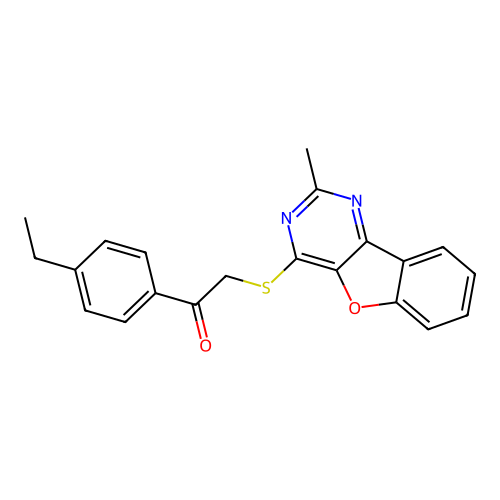 1-(4-ethylphenyl)-2-((2-methylbenzofuro[3,2-d]pyrimidin-4-yl)thio)ethanone structure